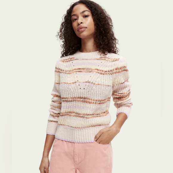 Scotch & Soda Sweaters - Scotch & Soda Fuzzy knitted striped sweater size XS